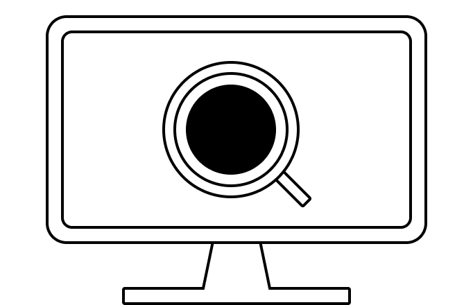 Illustration of a desktop featuring a magnifying glass