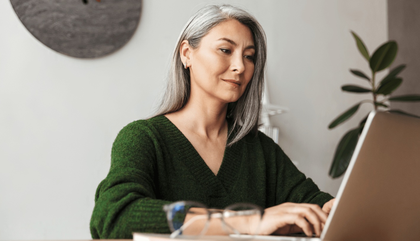 Lady working on a laptop